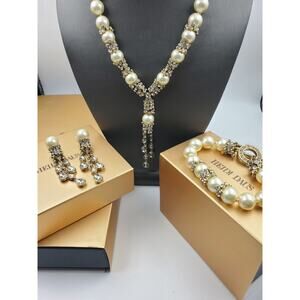 Heidi Daus "Elegant Tear Drop" Beaded Crystal Necklace, Bracelet, & Earrings Set